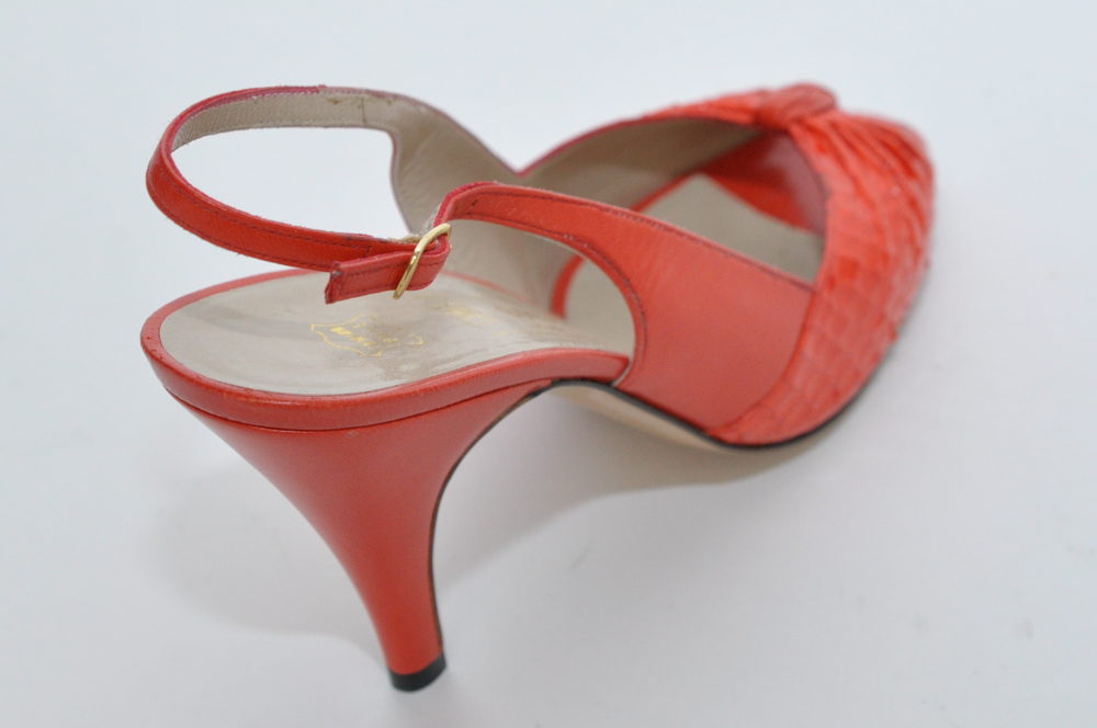 Bruno Magli Orange Peep-Toe Heels