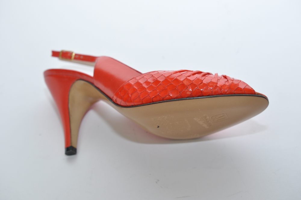 Bruno Magli Orange Peep-Toe Heels