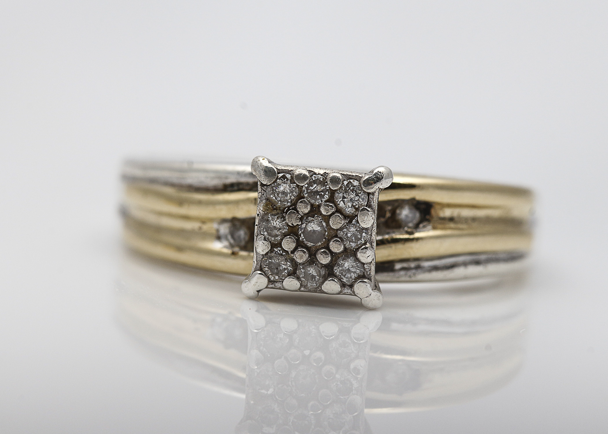 Sterling Silver 10K Yellow Gold Accented Ring Pair
