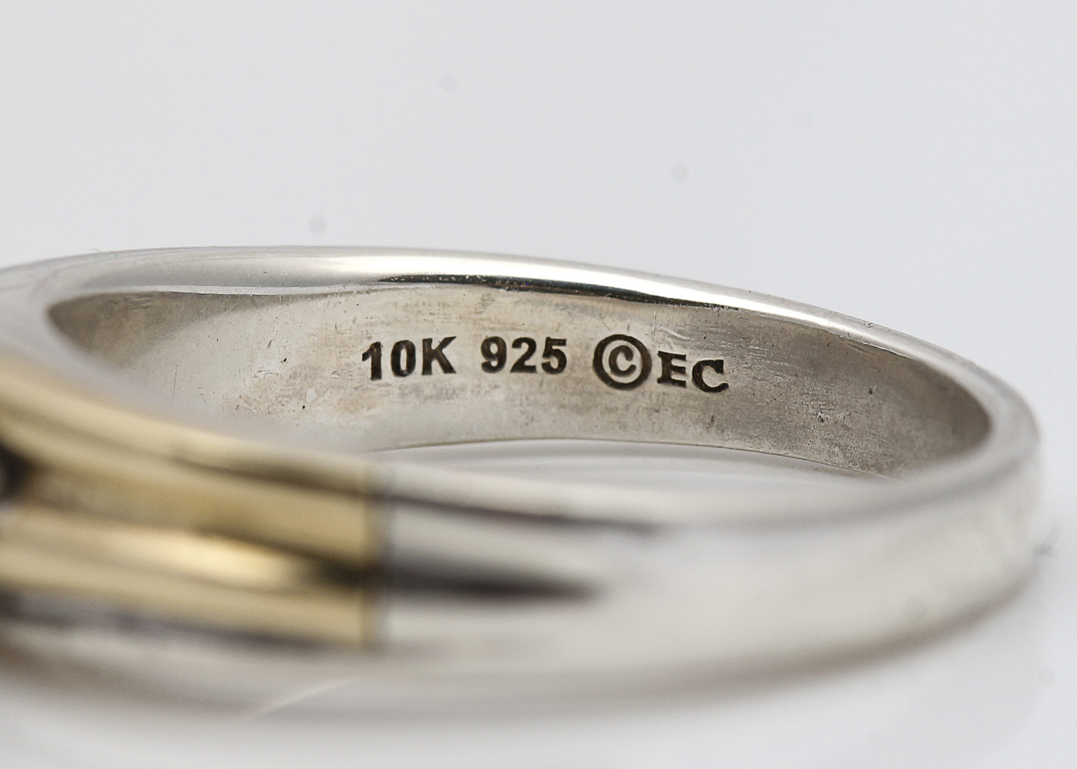 Sterling Silver 10K Yellow Gold Accented Ring Pair