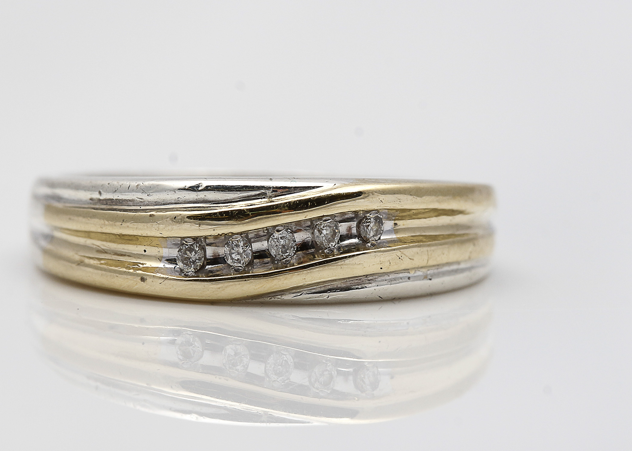 Sterling Silver 10K Yellow Gold Accented Ring Pair