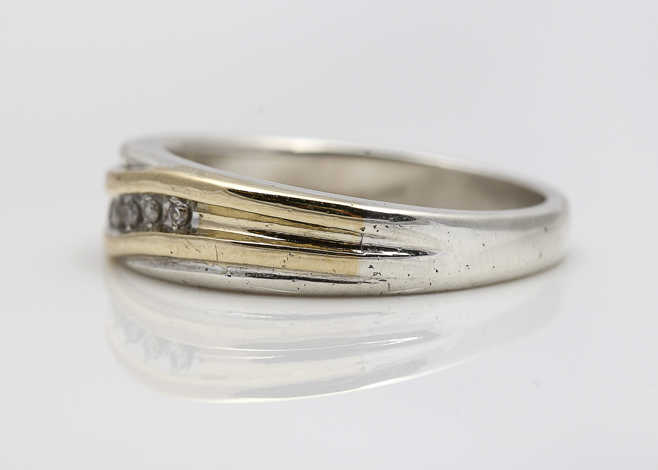 Sterling Silver 10K Yellow Gold Accented Ring Pair