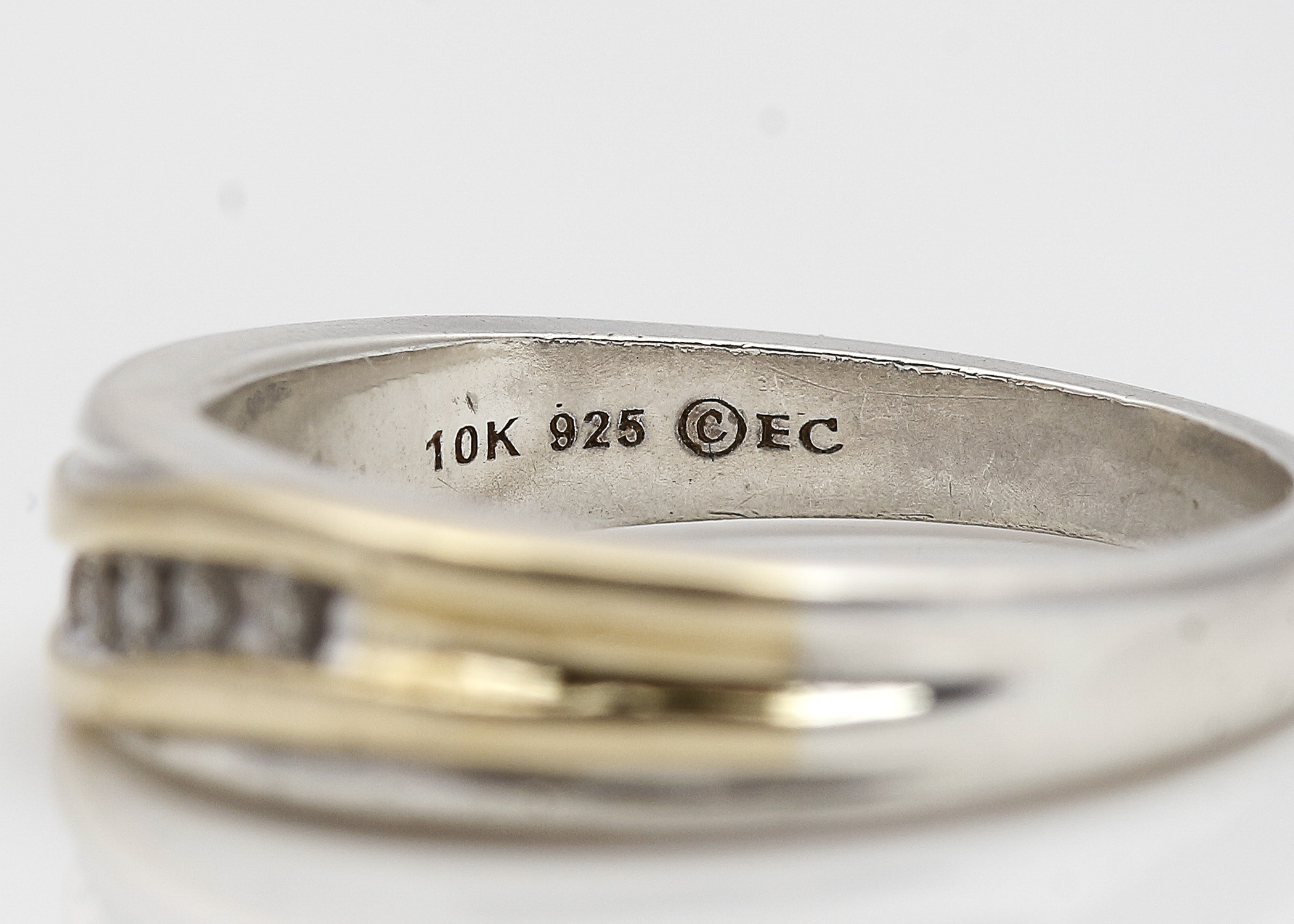 Sterling Silver 10K Yellow Gold Accented Ring Pair