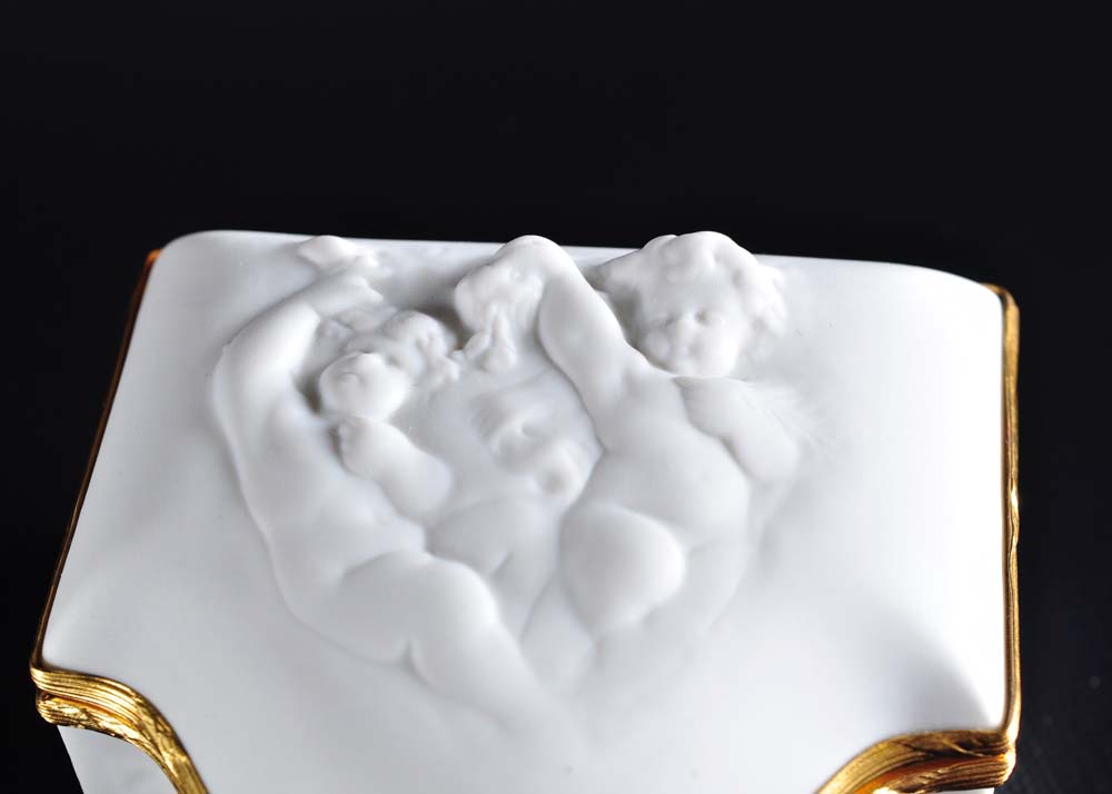 Pair of Coquet Limoges Biscuit Porcelain Dresser Boxes