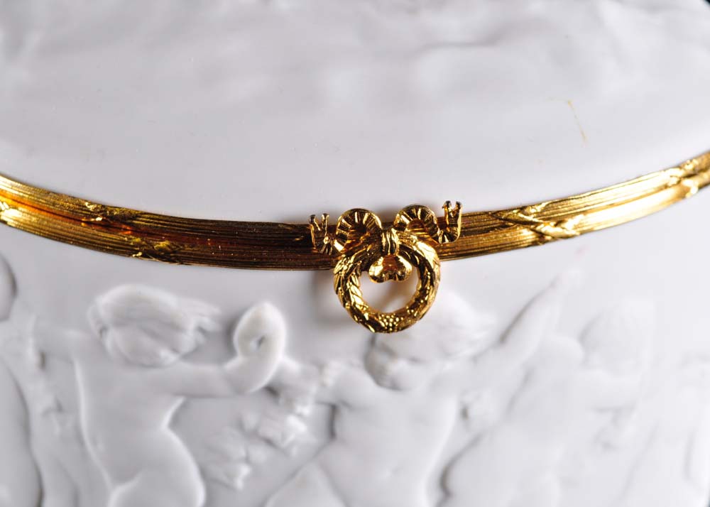 Pair of Coquet Limoges Biscuit Porcelain Dresser Boxes