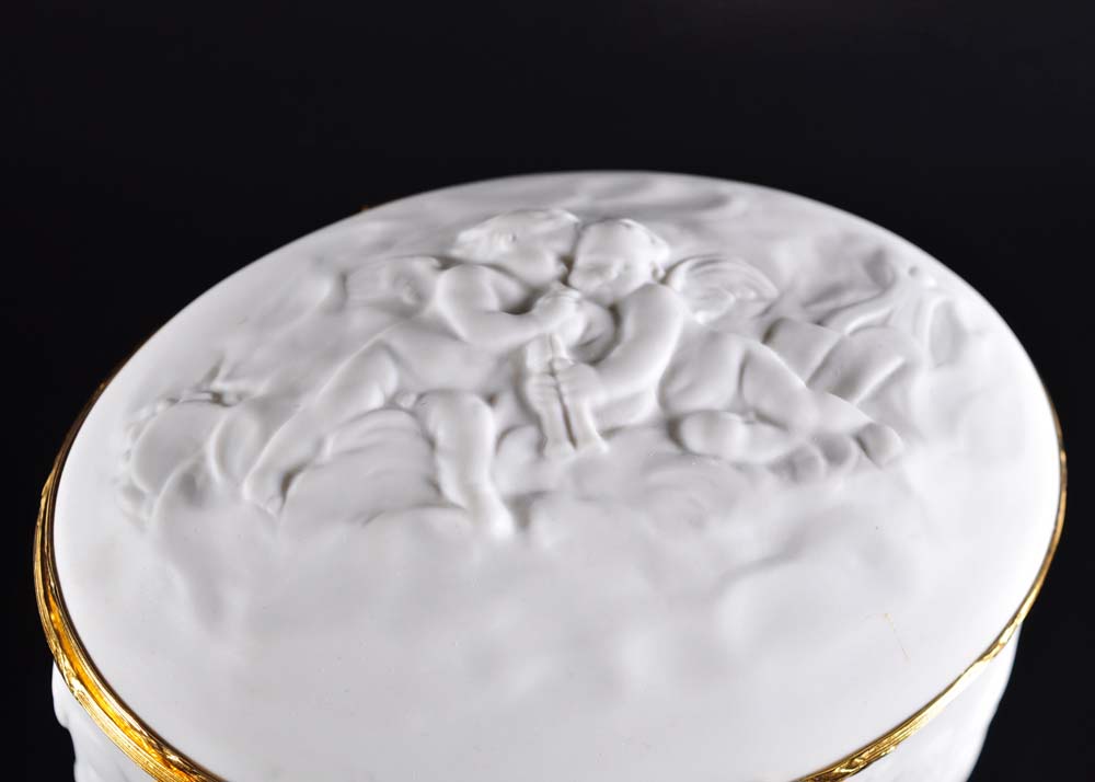 Pair of Coquet Limoges Biscuit Porcelain Dresser Boxes