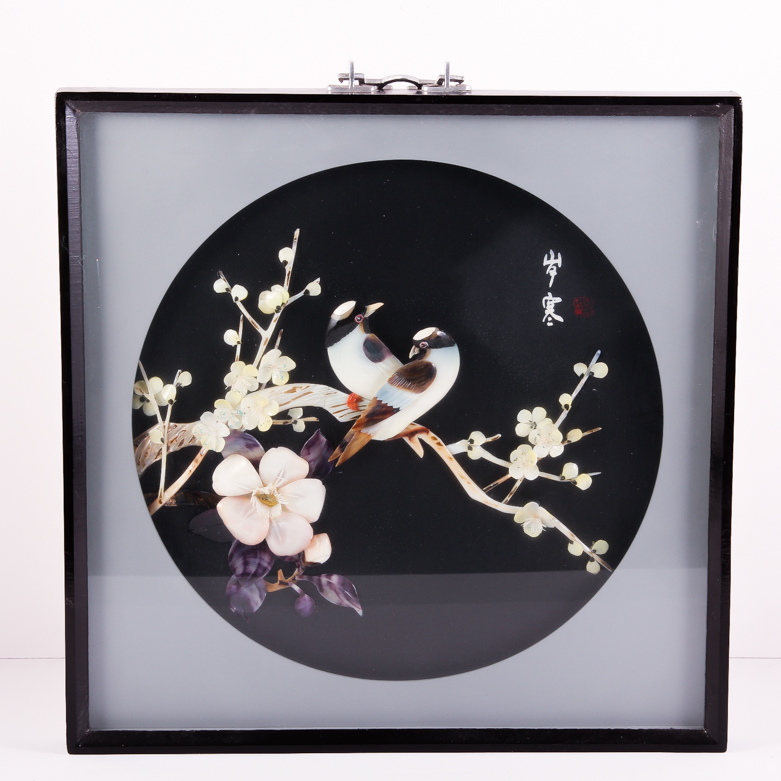 Pair of Vintage Chinese Carved Resin Bird Artworks