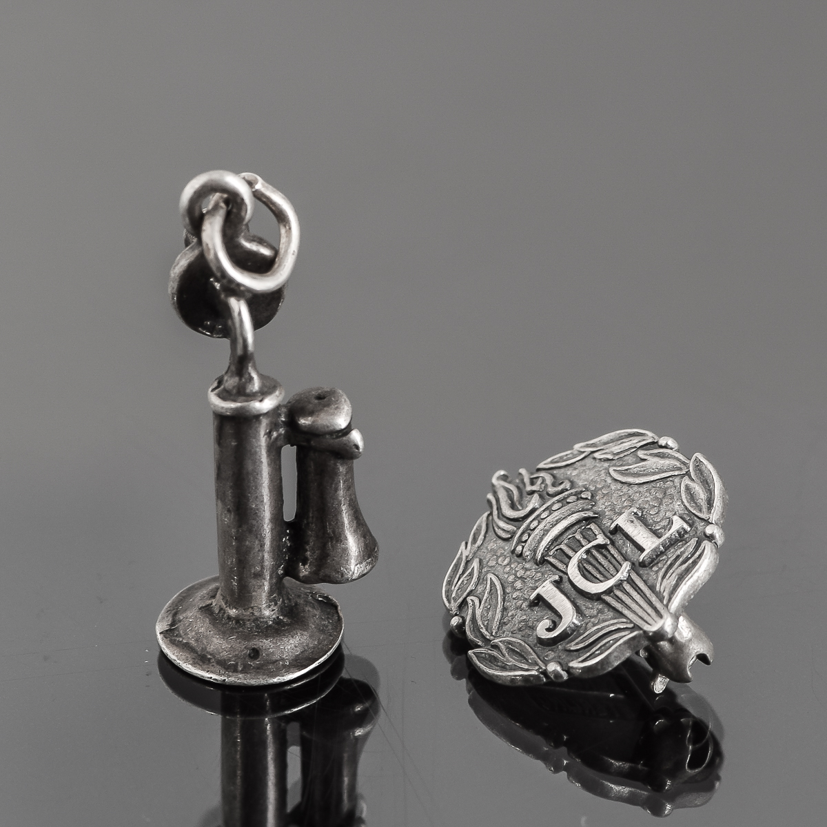 Sterling Silver JCL Pin and Telephone Pendant
