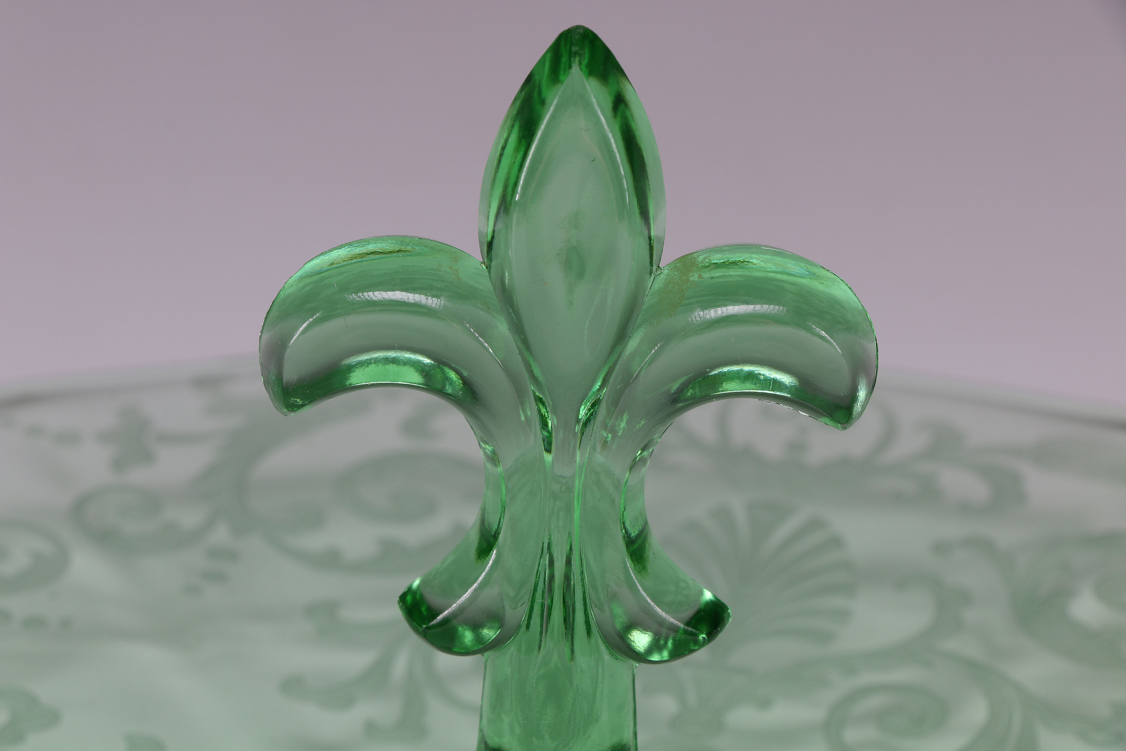 Vintage Green Depression Glass Handled Sandwich Plate