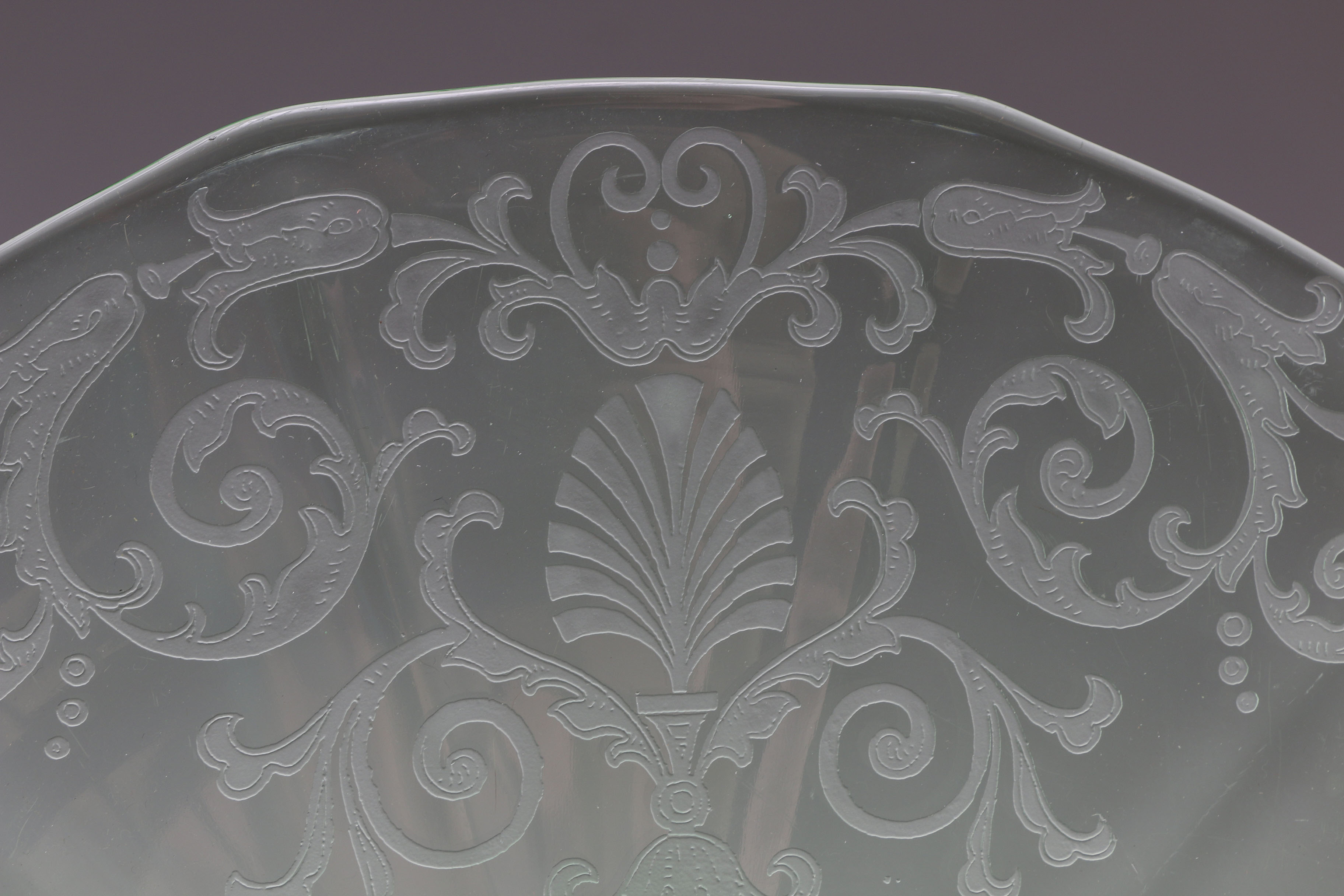 Vintage Green Depression Glass Handled Sandwich Plate