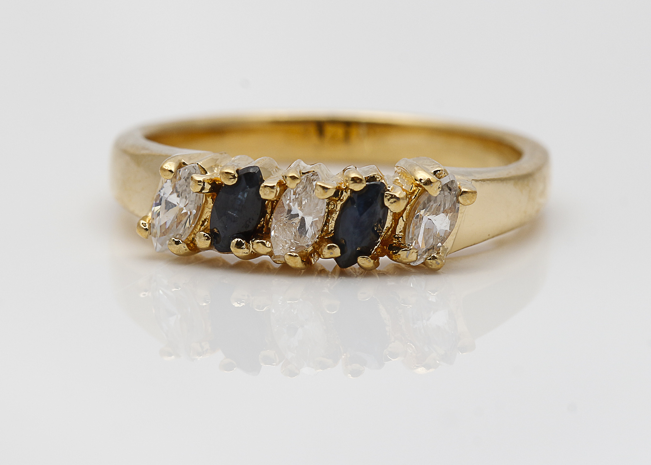 10K Yellow Gold Sapphire and Cubic Zirconia Ring
