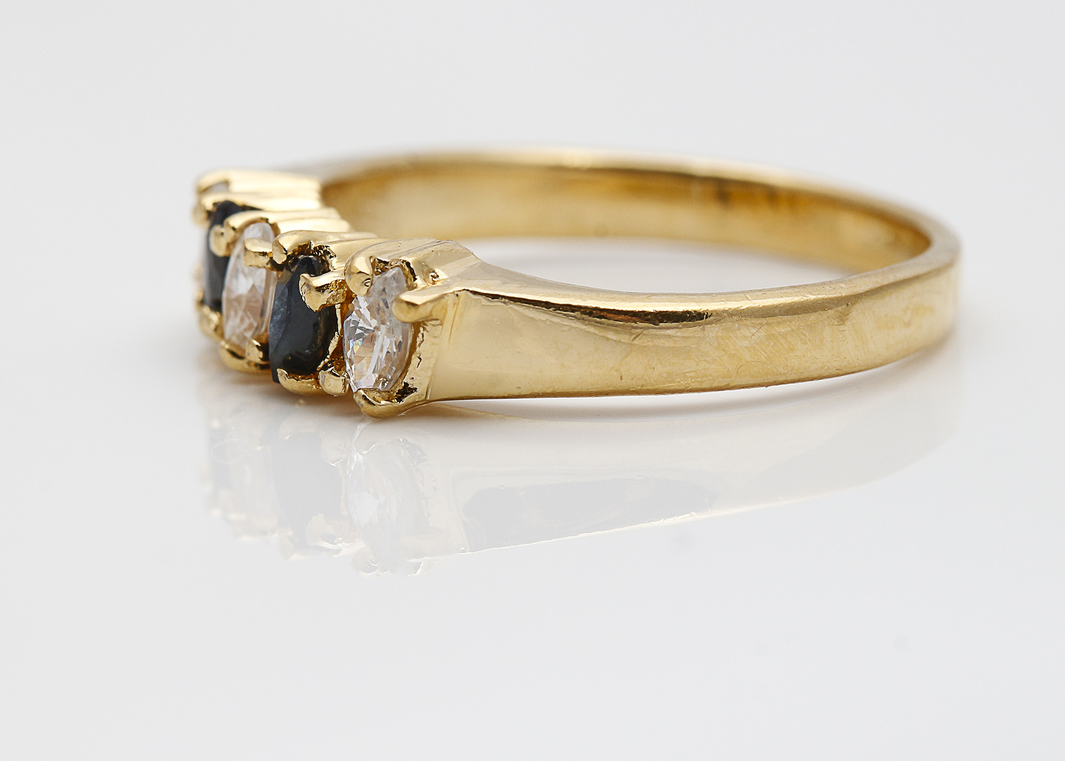 10K Yellow Gold Sapphire and Cubic Zirconia Ring