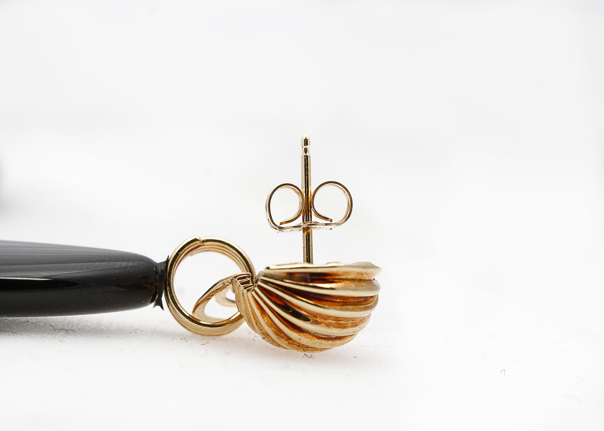 14K Yellow Gold and Onyx Earrings