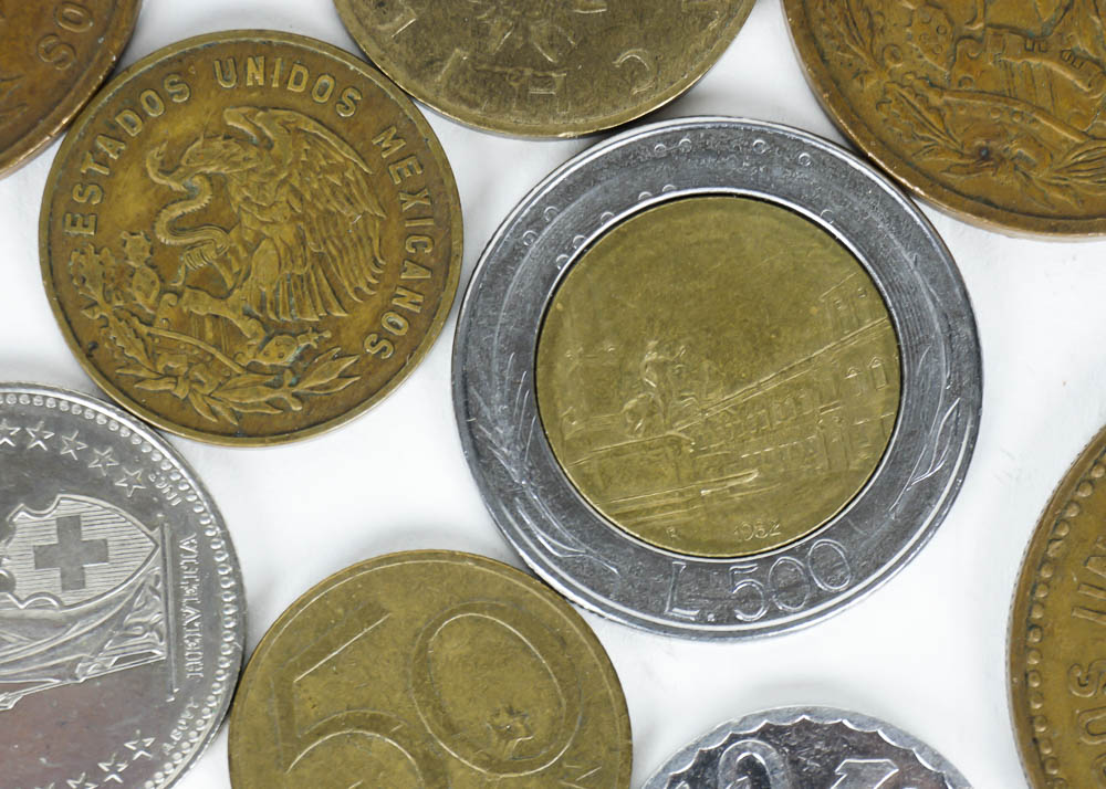 Large Assortment of Coins, Currency and Stamps