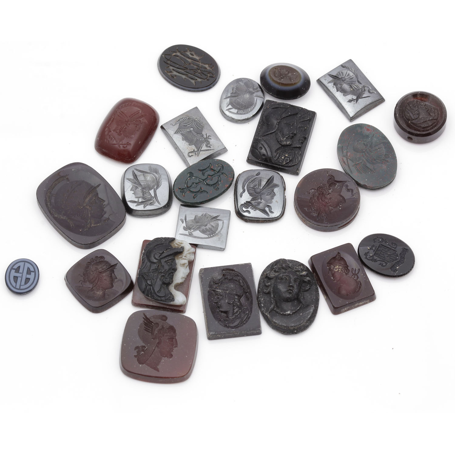 Hematite, Carnelian, and Black Onyx Intaglios and Cameos