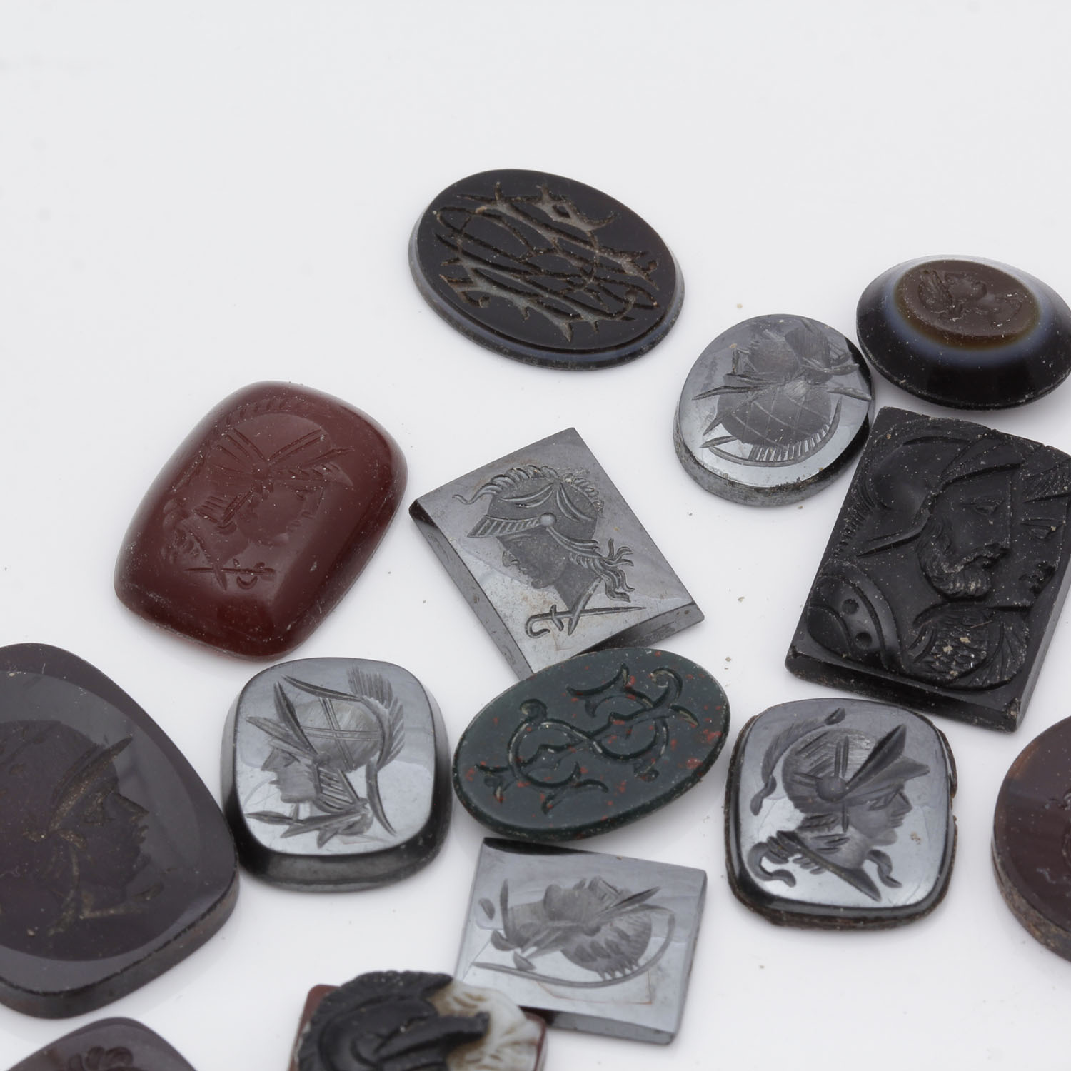 Hematite, Carnelian, and Black Onyx Intaglios and Cameos