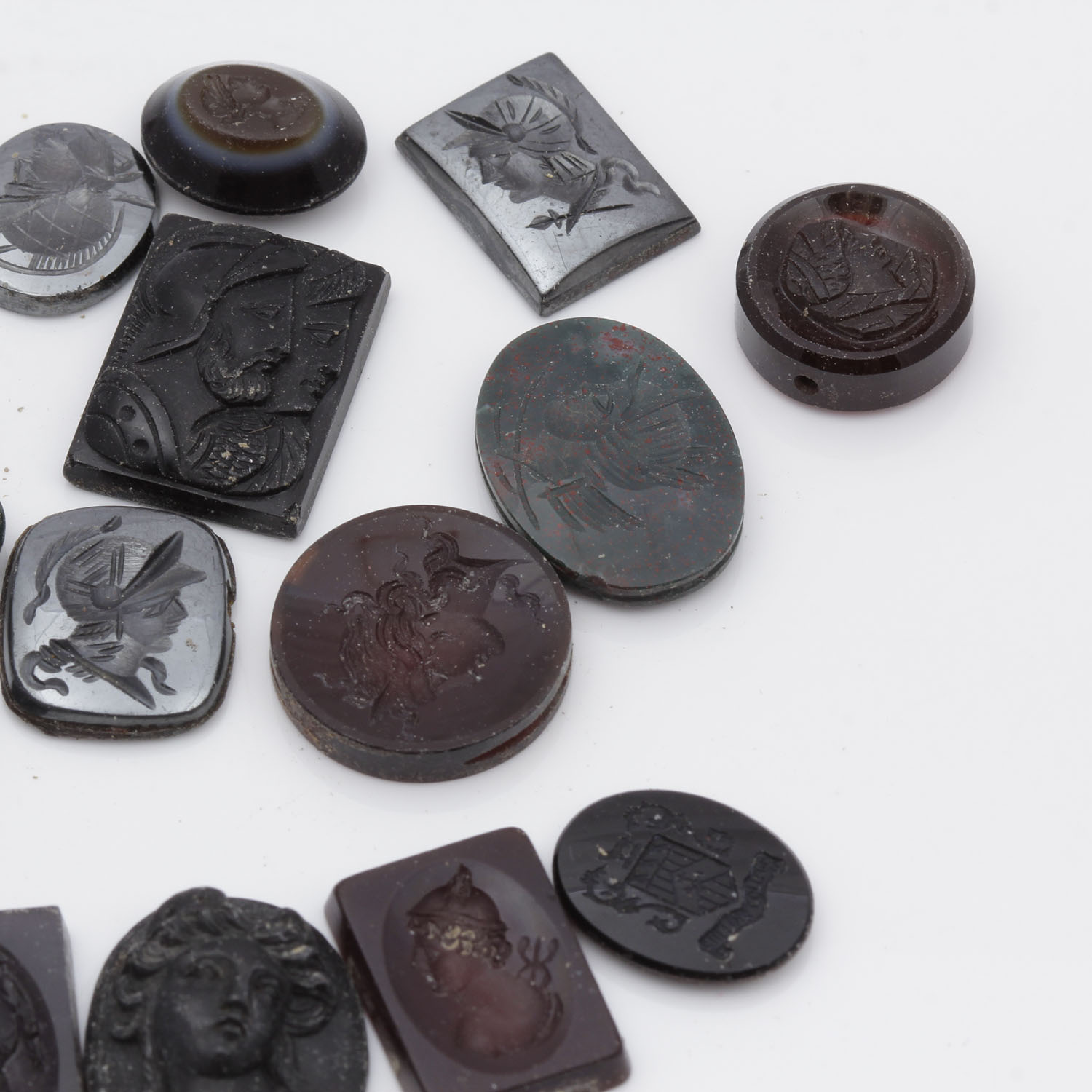 Hematite, Carnelian, and Black Onyx Intaglios and Cameos