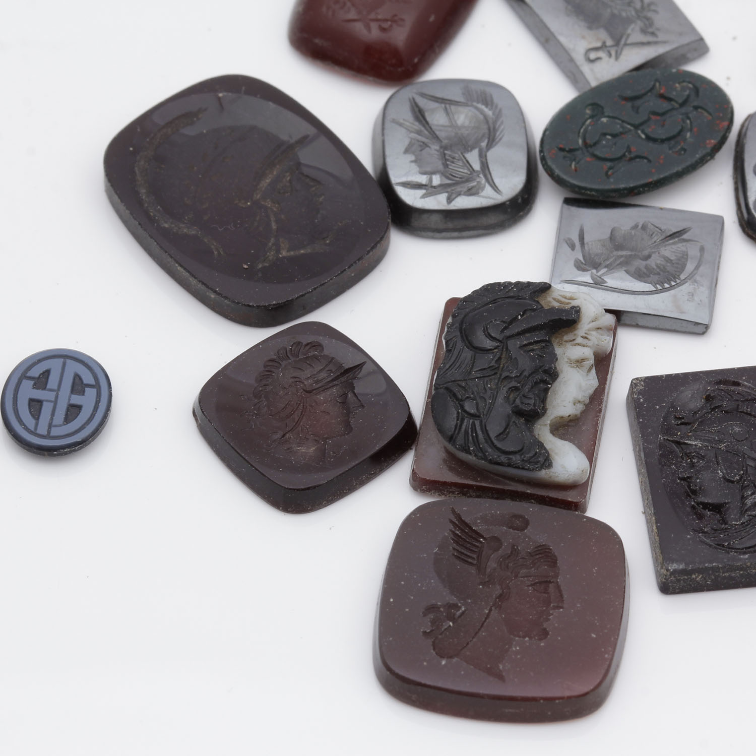 Hematite, Carnelian, and Black Onyx Intaglios and Cameos