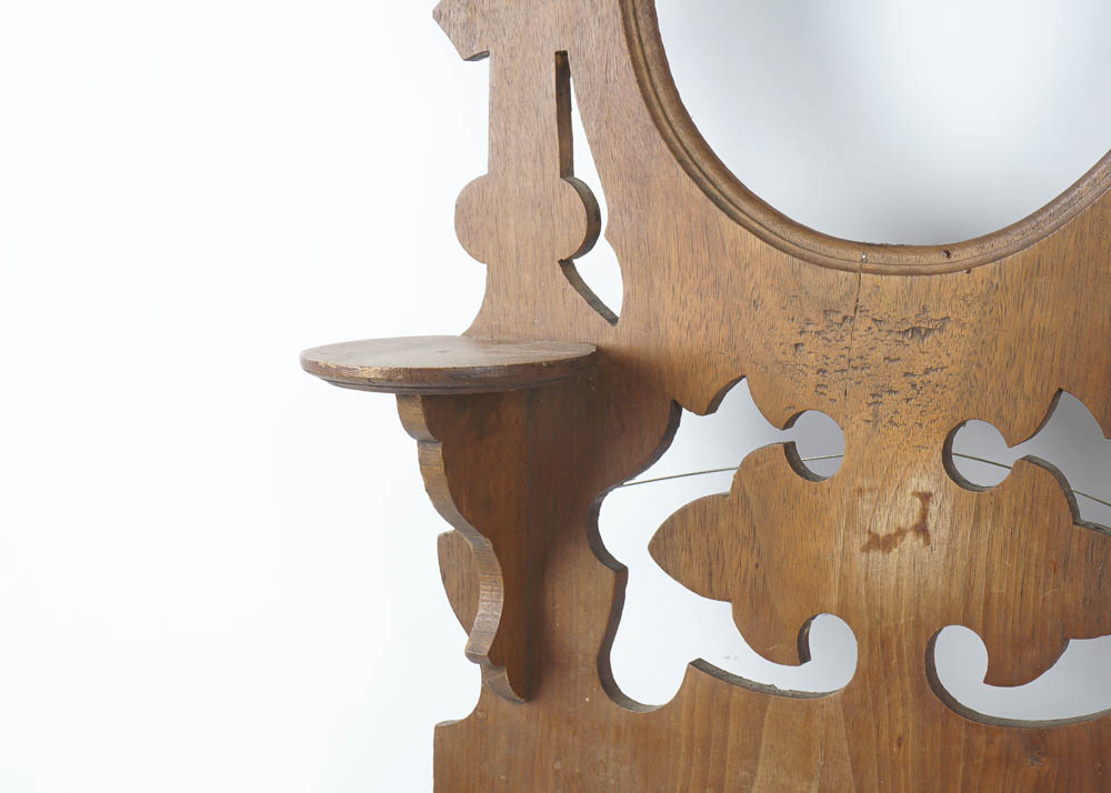 Wooden Shaving Mirror Frame and Mail Holder