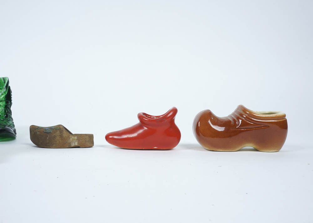 Collection of Glass and Ceramic Shoe Figurines