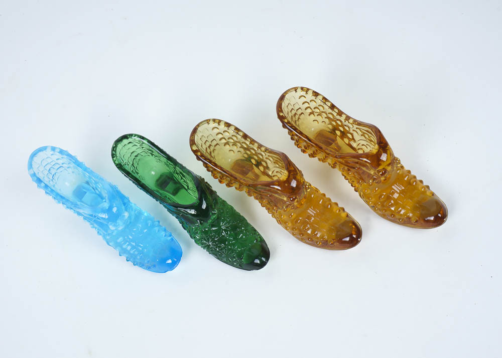 Collection of Glass and Ceramic Shoe Figurines