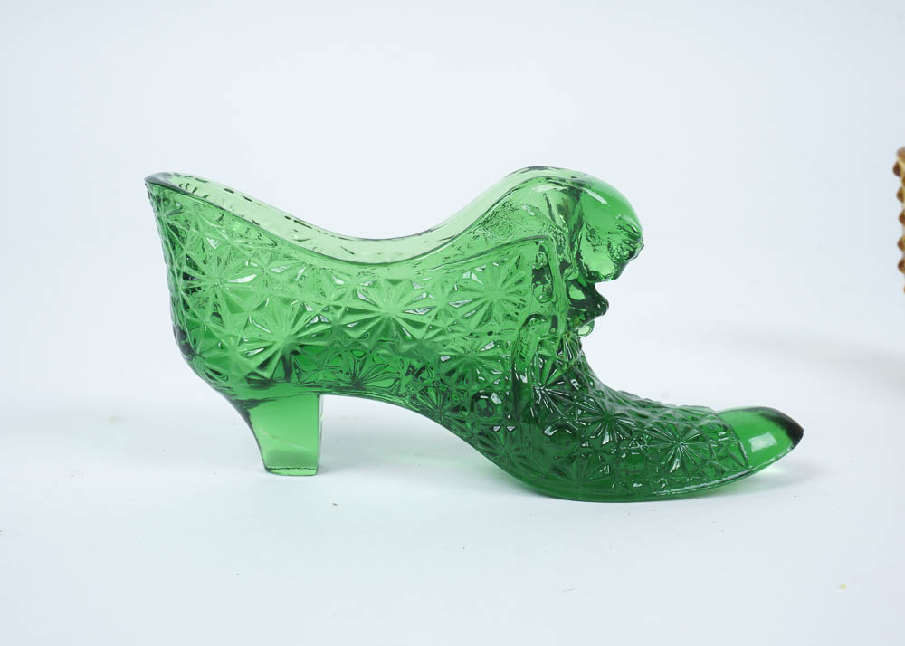 Collection of Glass and Ceramic Shoe Figurines