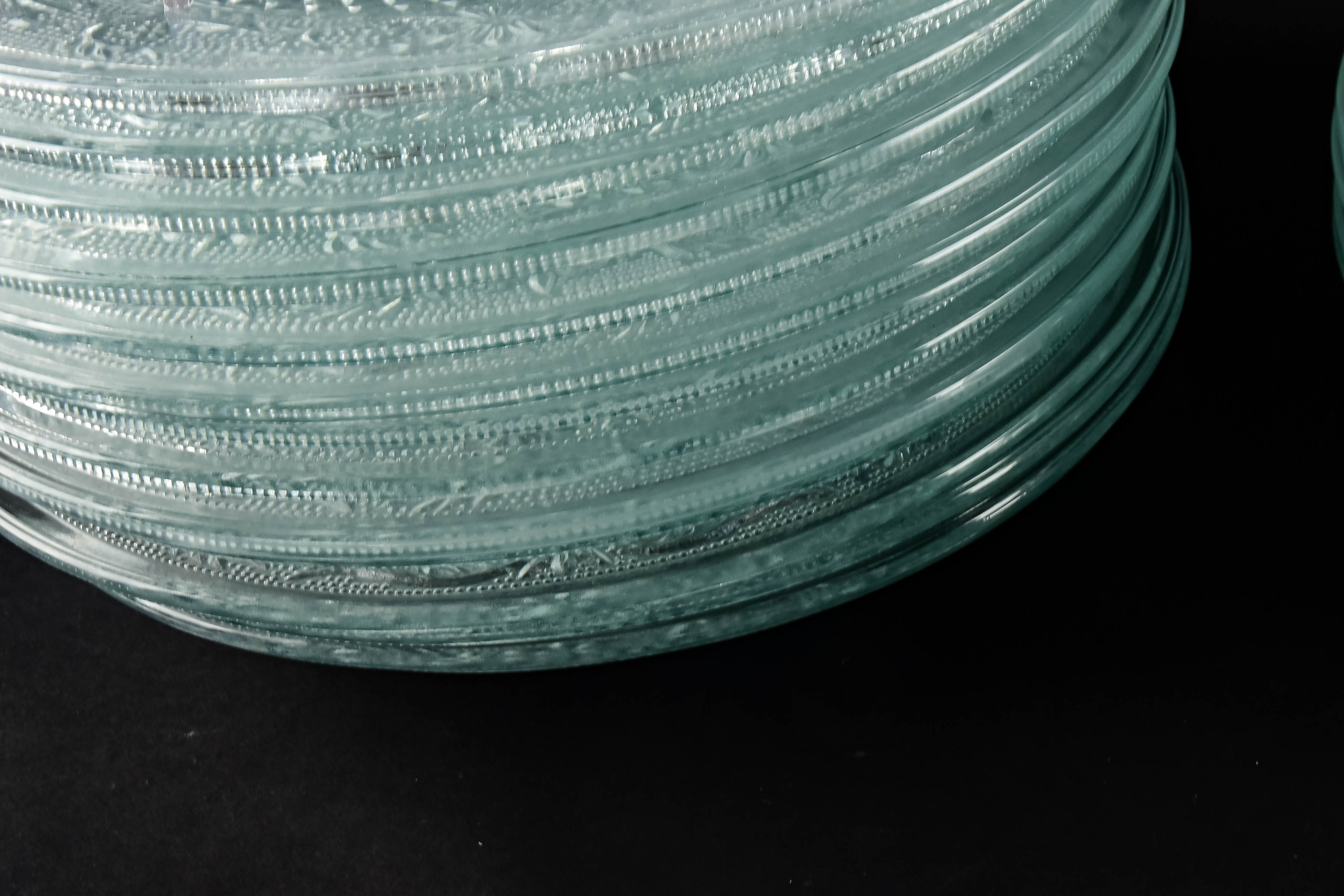 Collection of Vintage KIG Malaysia 10" Fleur-de-Lis  Glass Dinner Plates