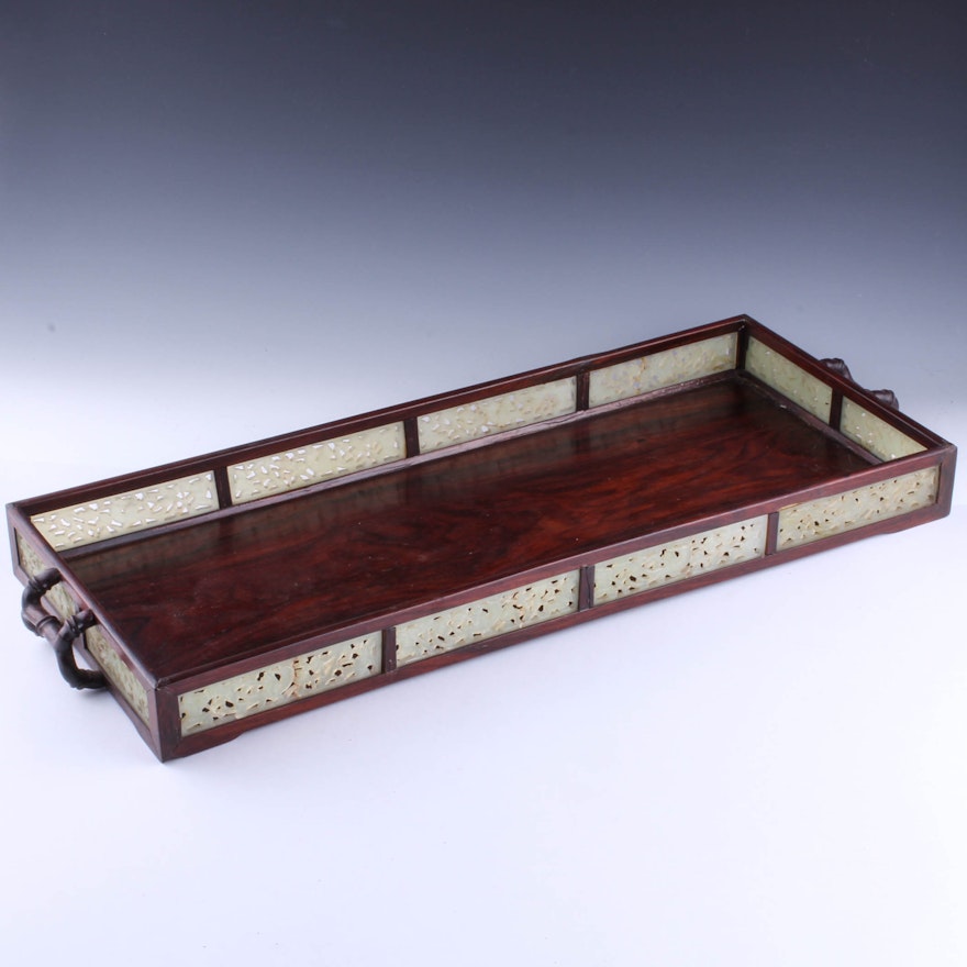 Serpentine and Teak Tray