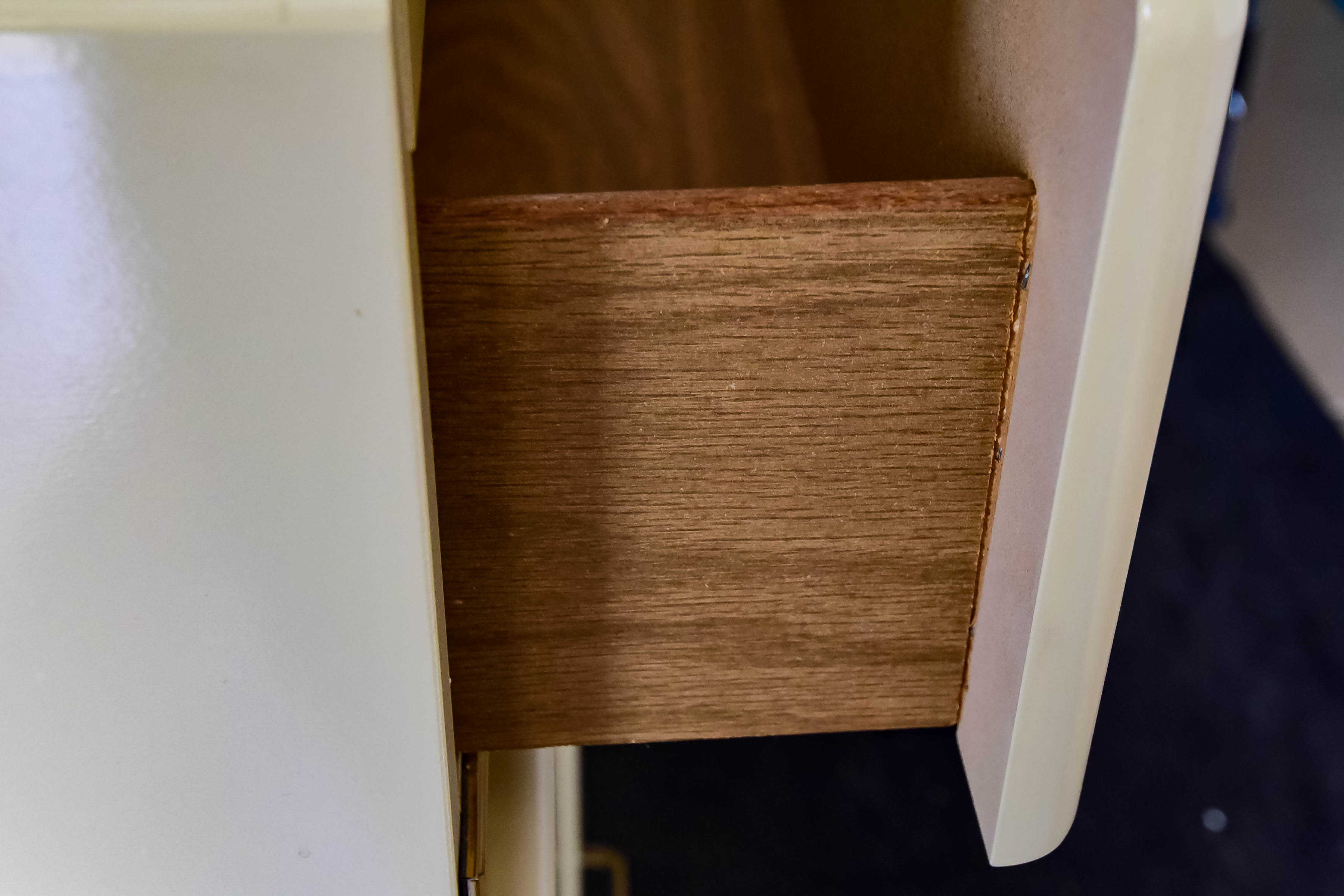 White Wooden Dresser with Gold Tone Trim