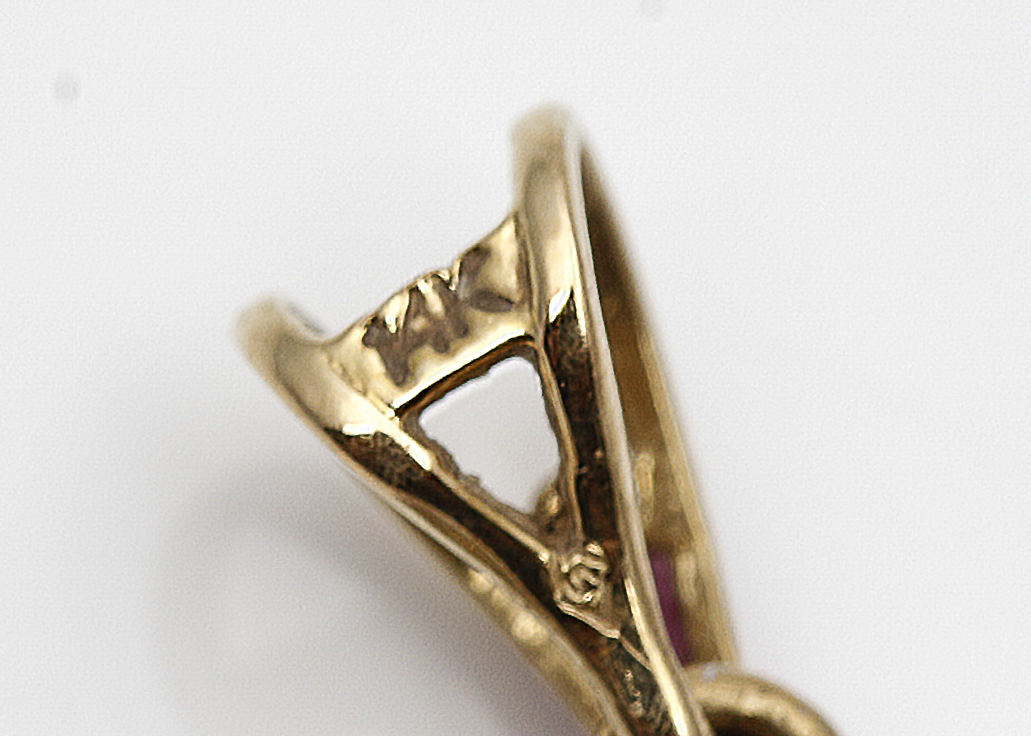 14K Yellow Gold Diamond and Ruby Heart Shaped Pendant