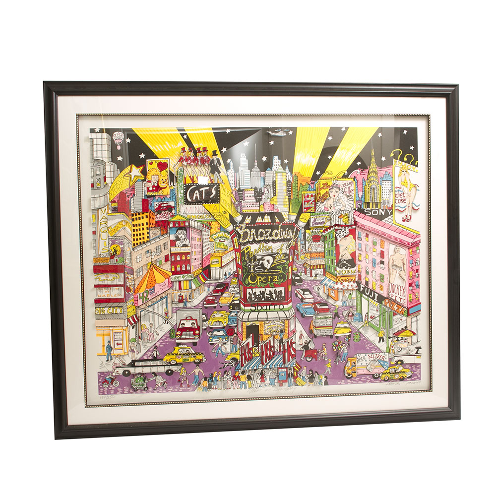 Charles Fazzino Limited Edition "Night on Broadway" 3D Pop Art