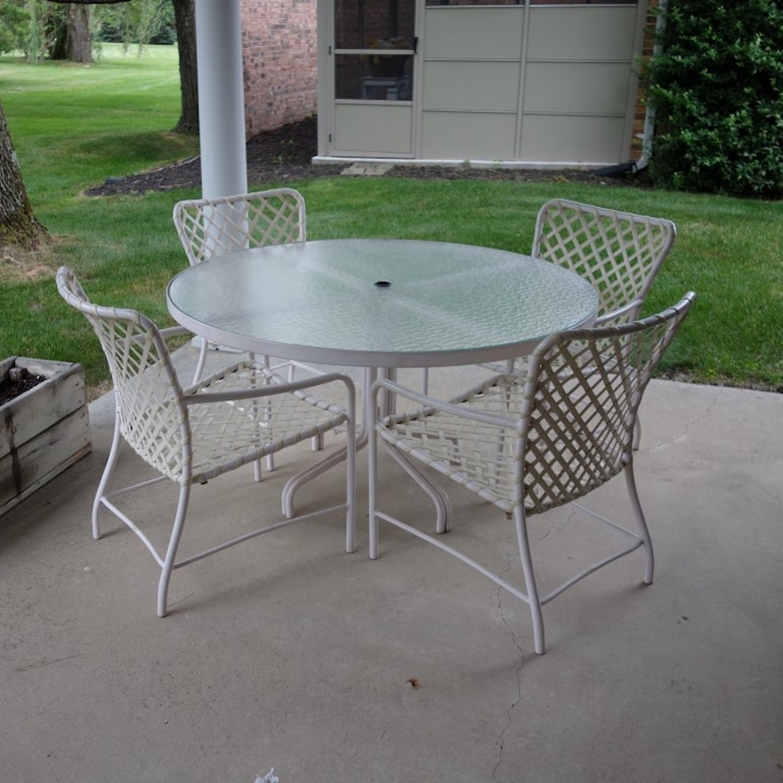 Brown Jordan Tamiami Glass Top Patio Table and Four Chairs