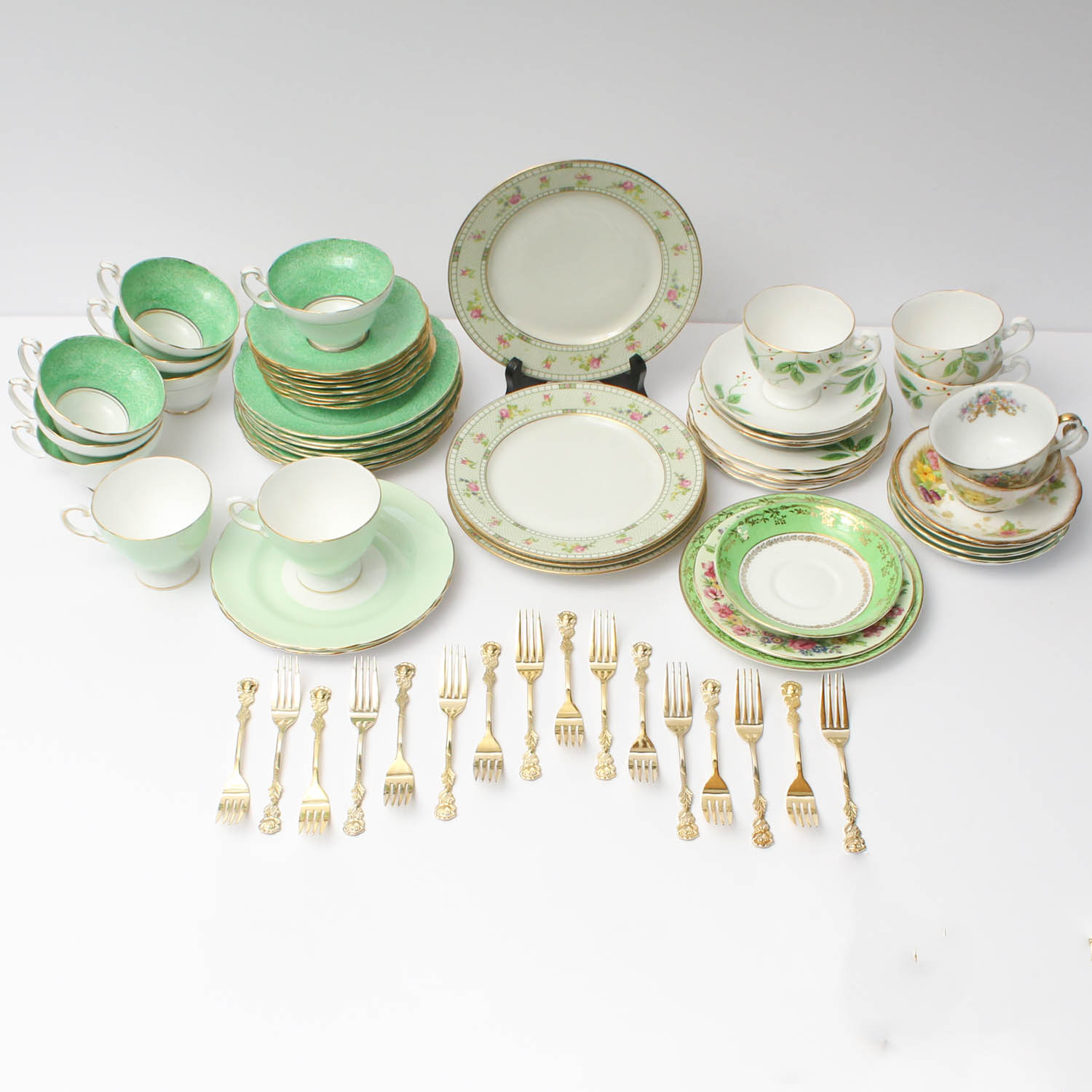 Assorted Vintage Green China Collection