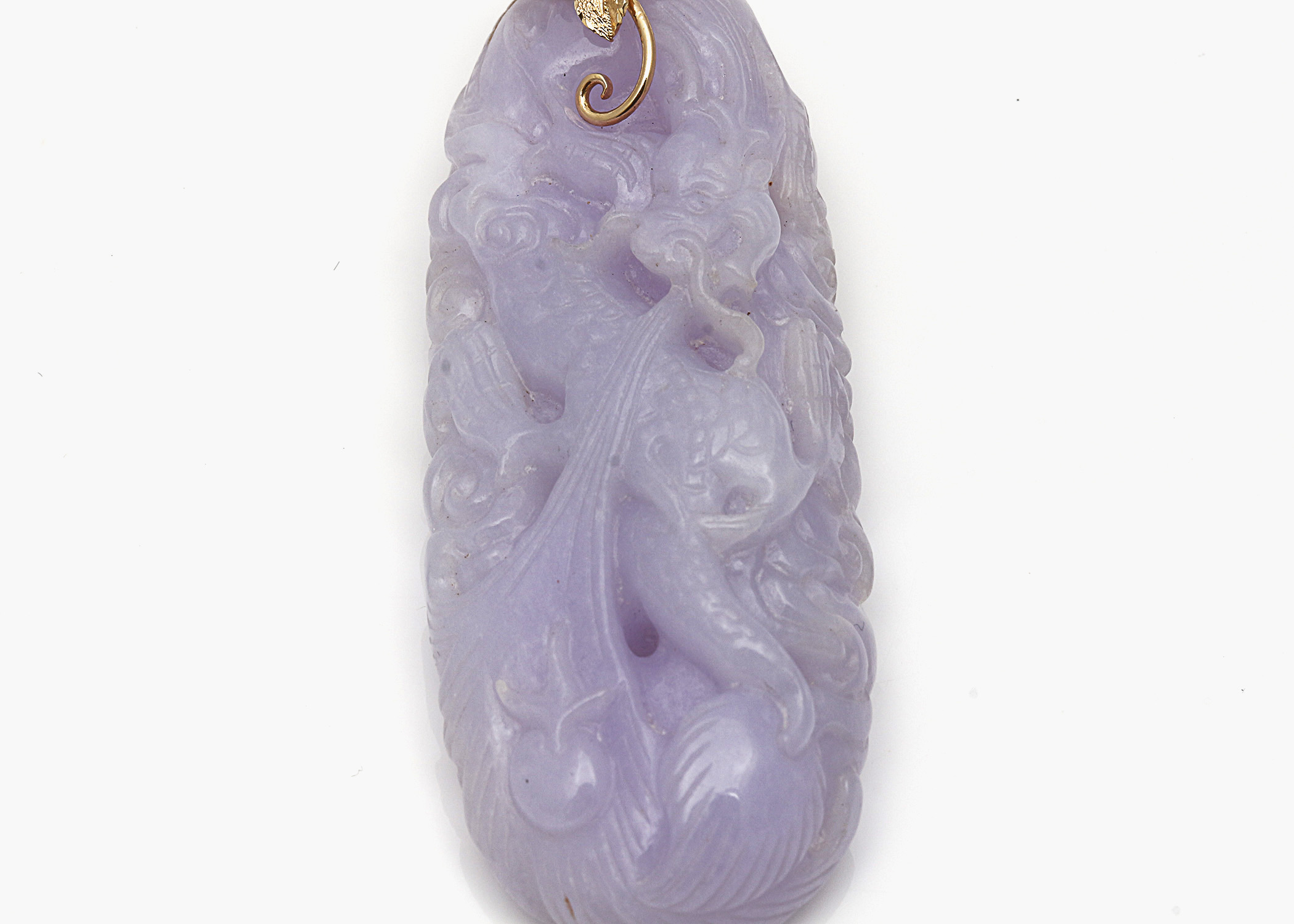 14K Yellow Gold Lavender Jade and Diamond Pendant
