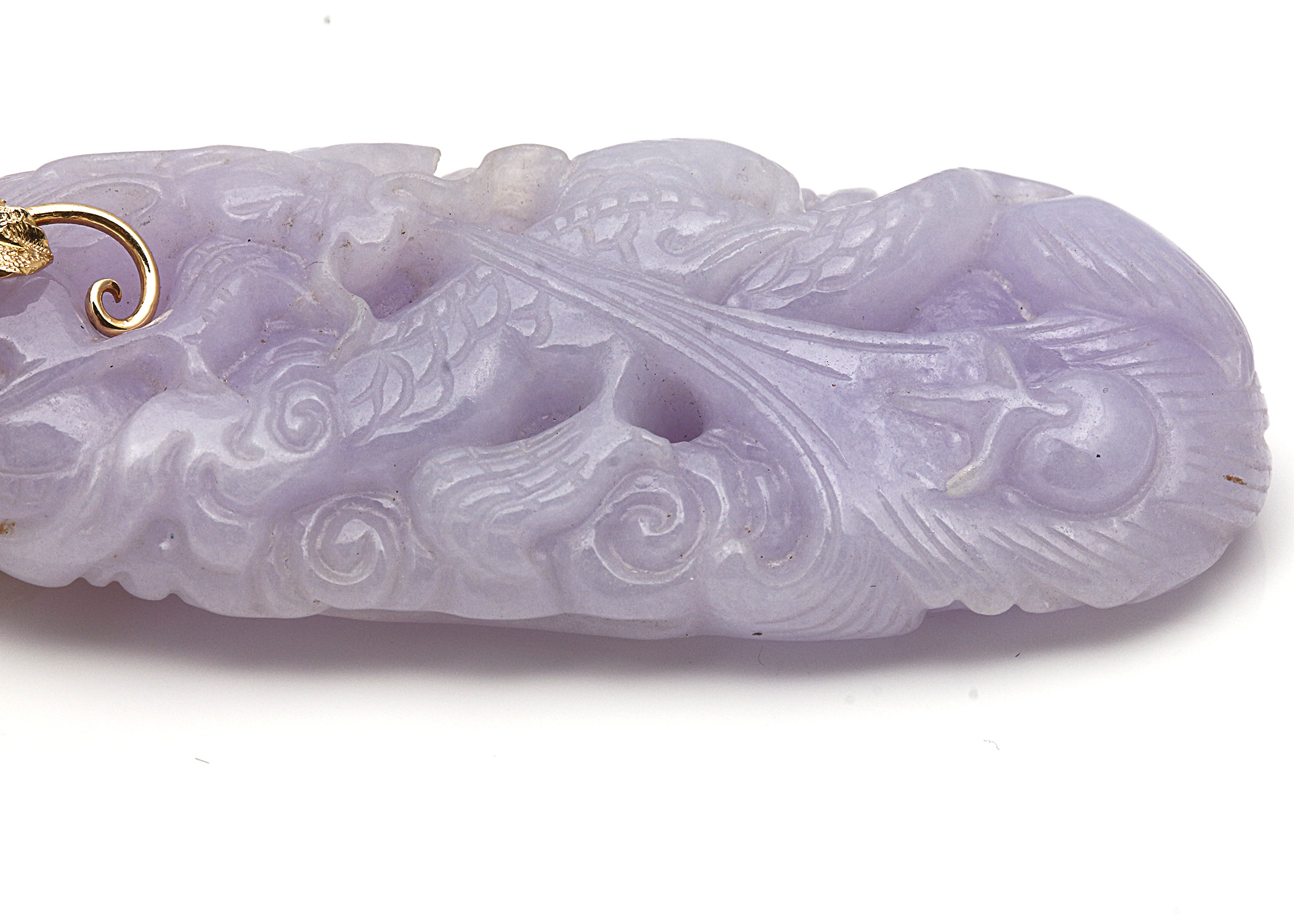 14K Yellow Gold Lavender Jade and Diamond Pendant