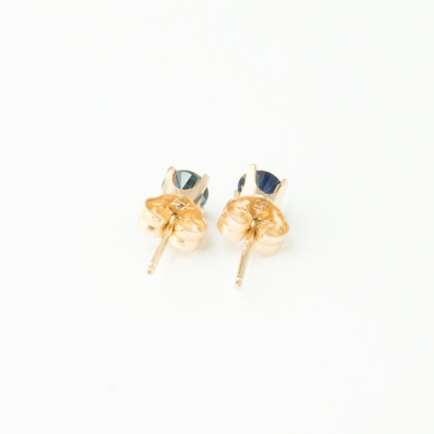 14K Blue Sapphire Solitaire Studs