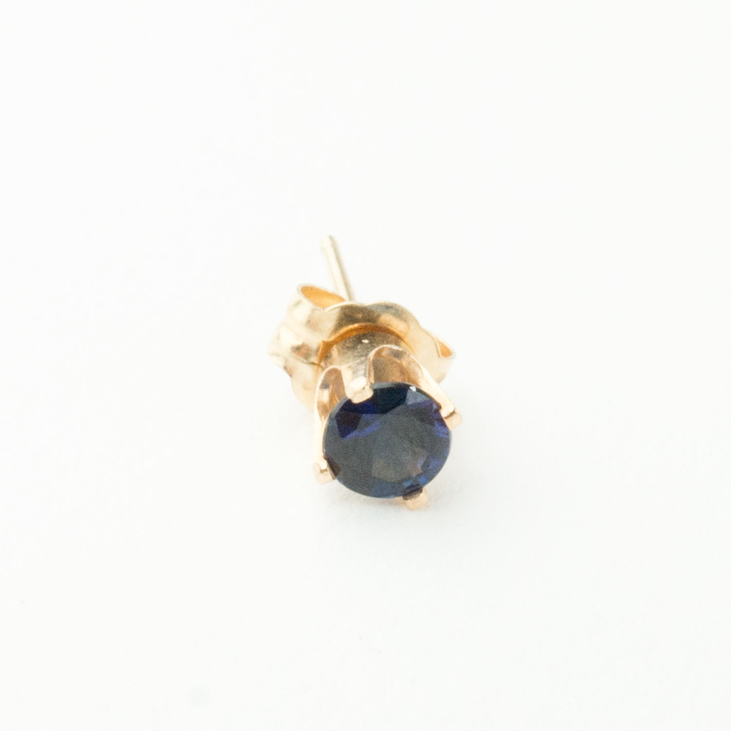 14K Blue Sapphire Solitaire Studs