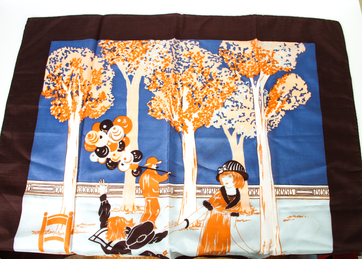 Pierre Cardin Silk Scarf and Figural Scarf Pendant