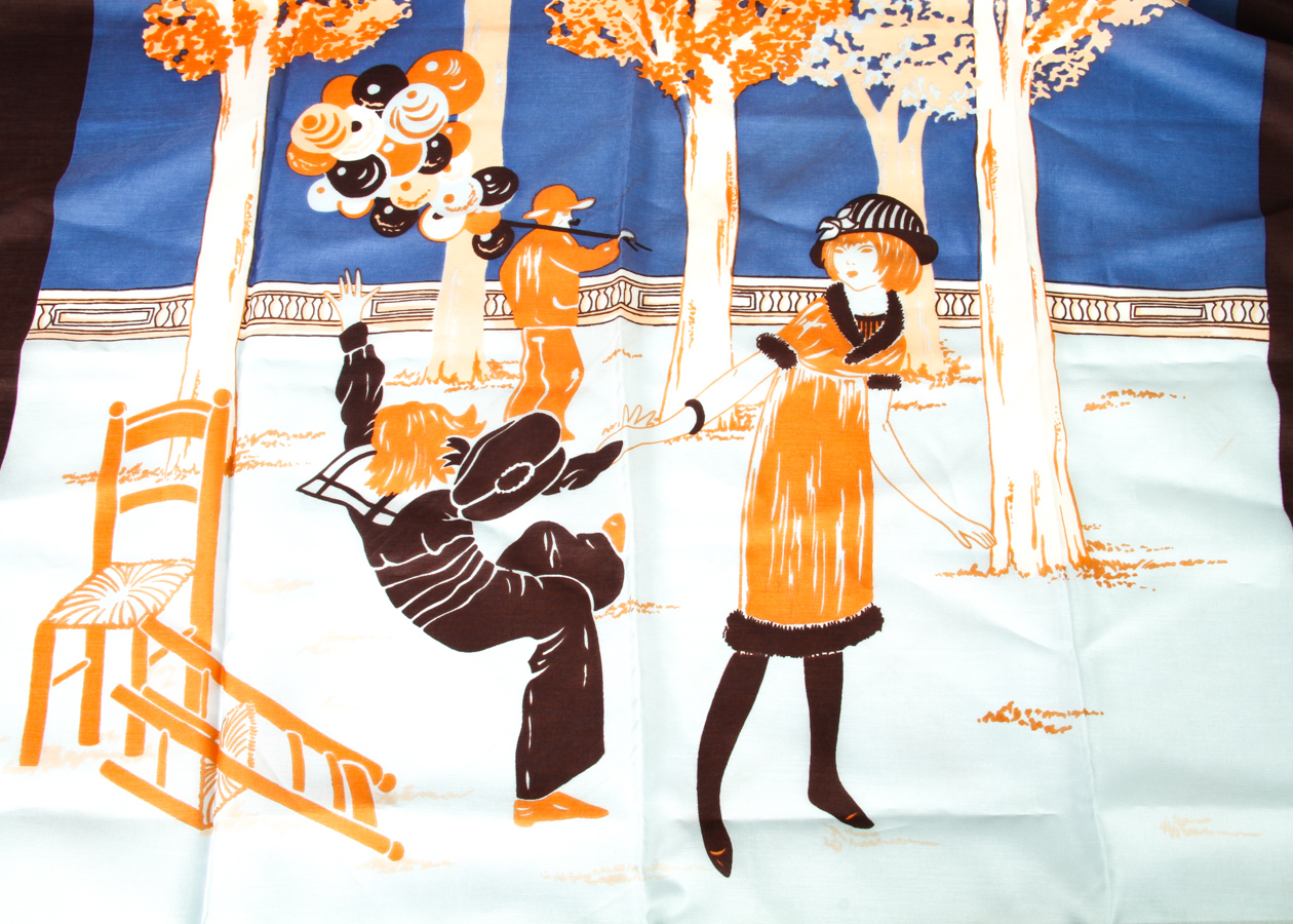 Pierre Cardin Silk Scarf and Figural Scarf Pendant