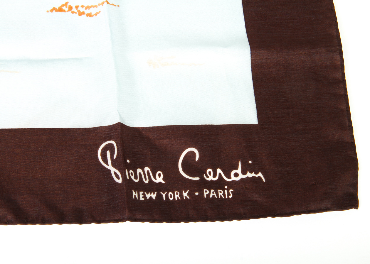 Pierre Cardin Silk Scarf and Figural Scarf Pendant