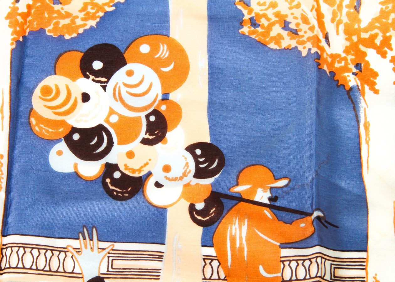 Pierre Cardin Silk Scarf and Figural Scarf Pendant