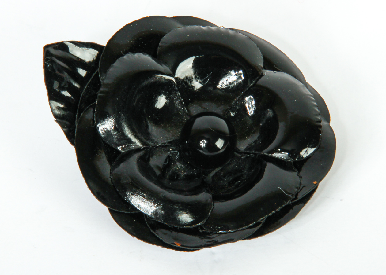 Classic Black Chanel Camellia Brooch