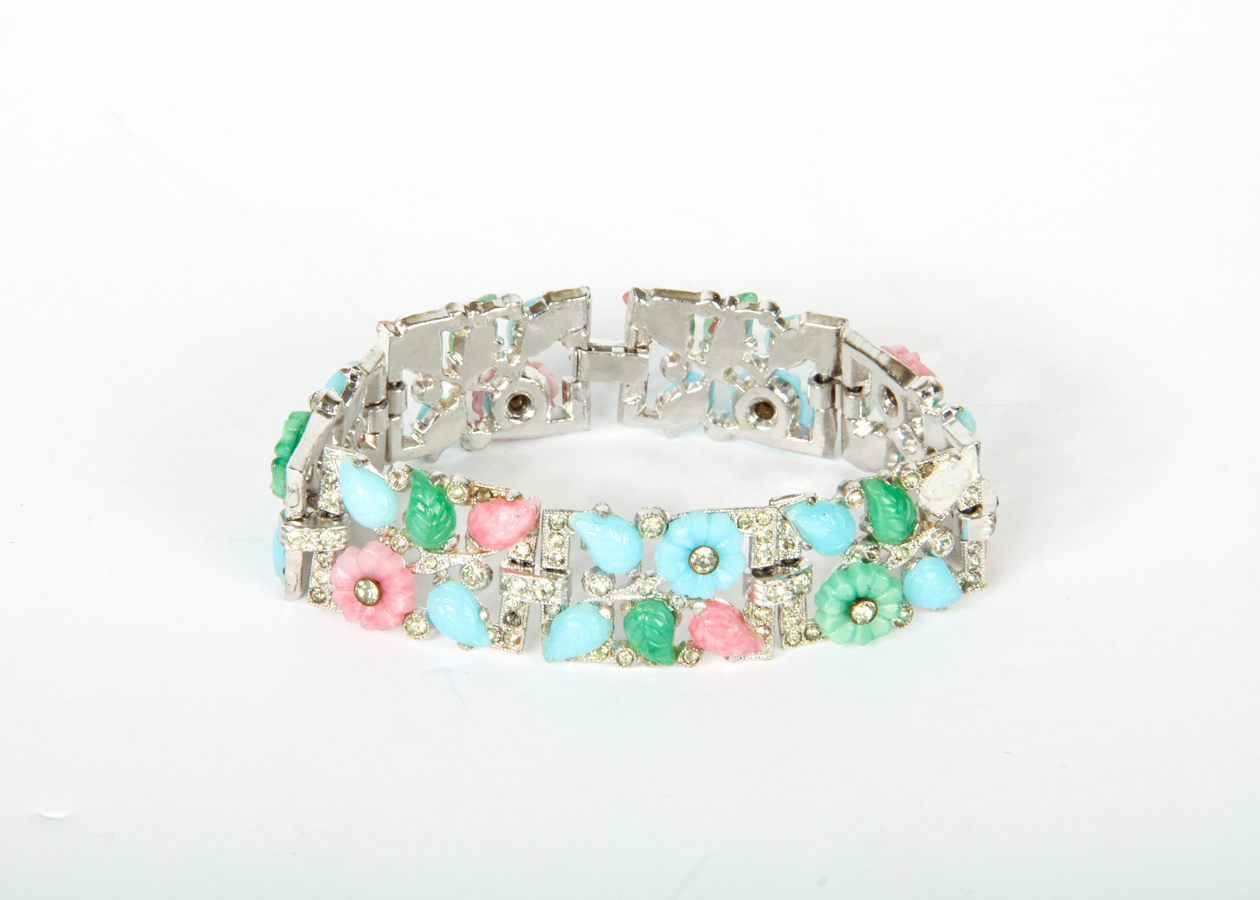 Unsigned Trifari Silver-Tone Floral Bracelet