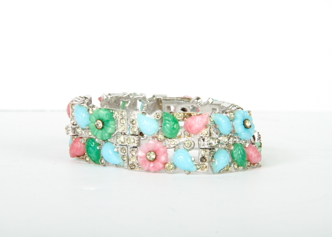 Unsigned Trifari Silver-Tone Floral Bracelet