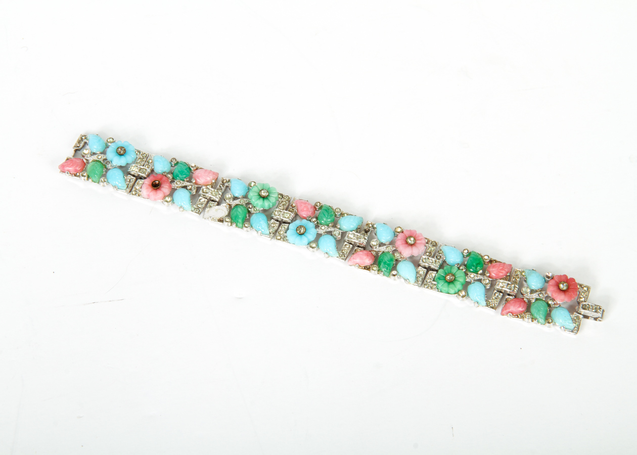 Unsigned Trifari Silver-Tone Floral Bracelet