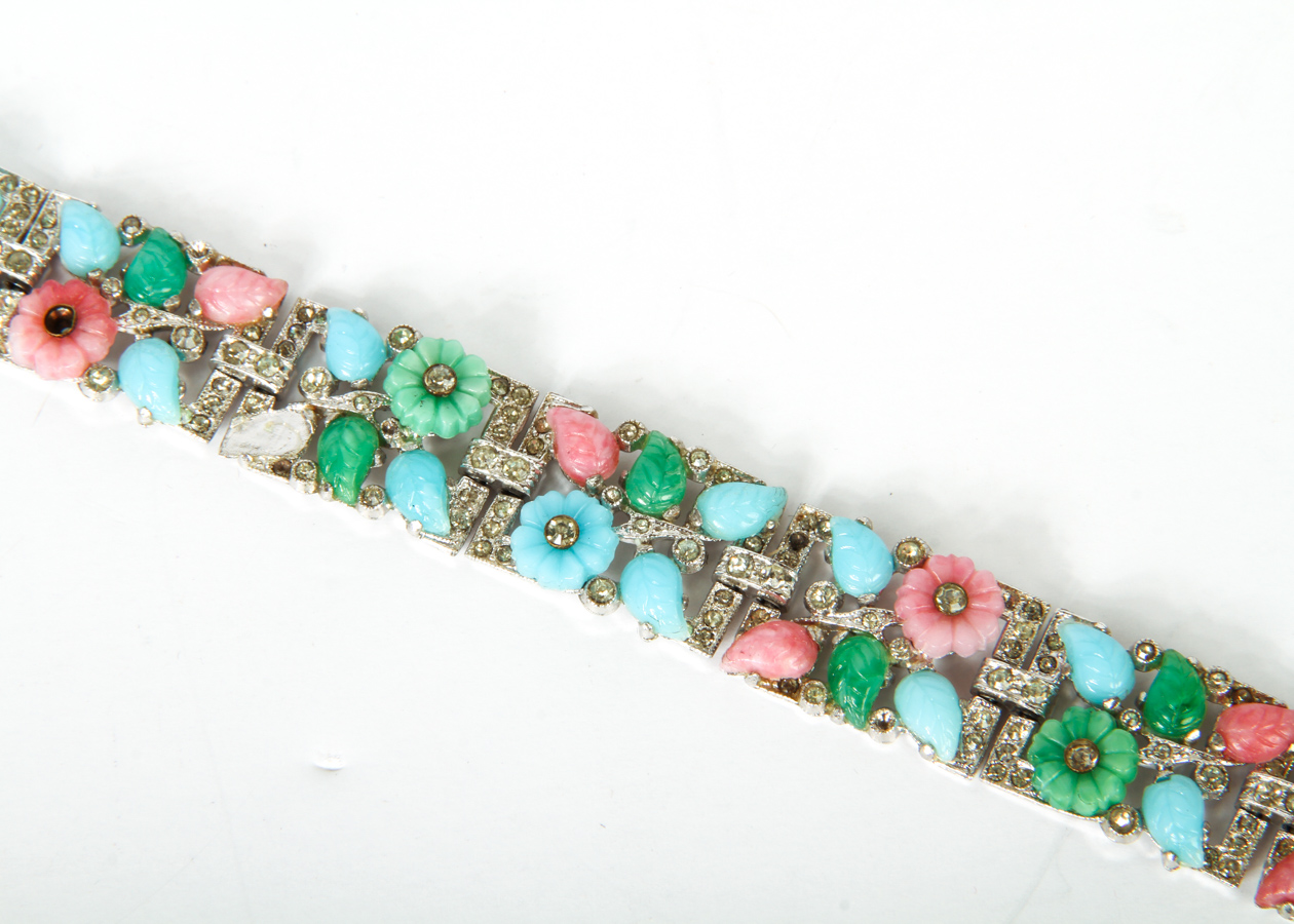 Unsigned Trifari Silver-Tone Floral Bracelet