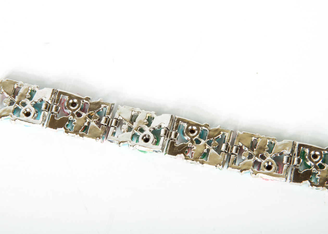 Unsigned Trifari Silver-Tone Floral Bracelet