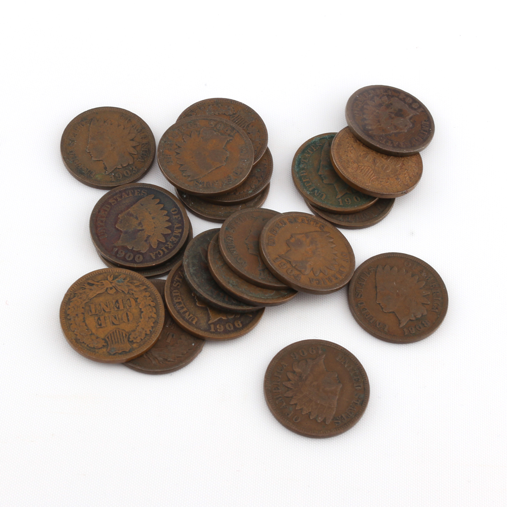 Twenty Antique Indian Head Pennies