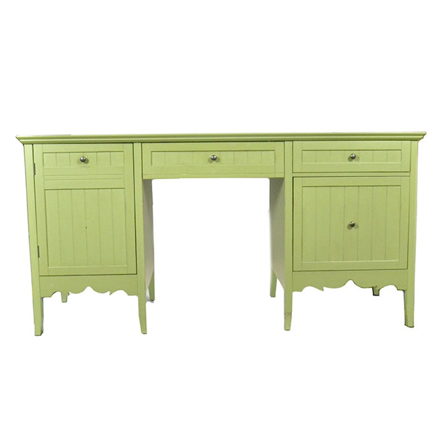 Kneehole Desk with Green Finish