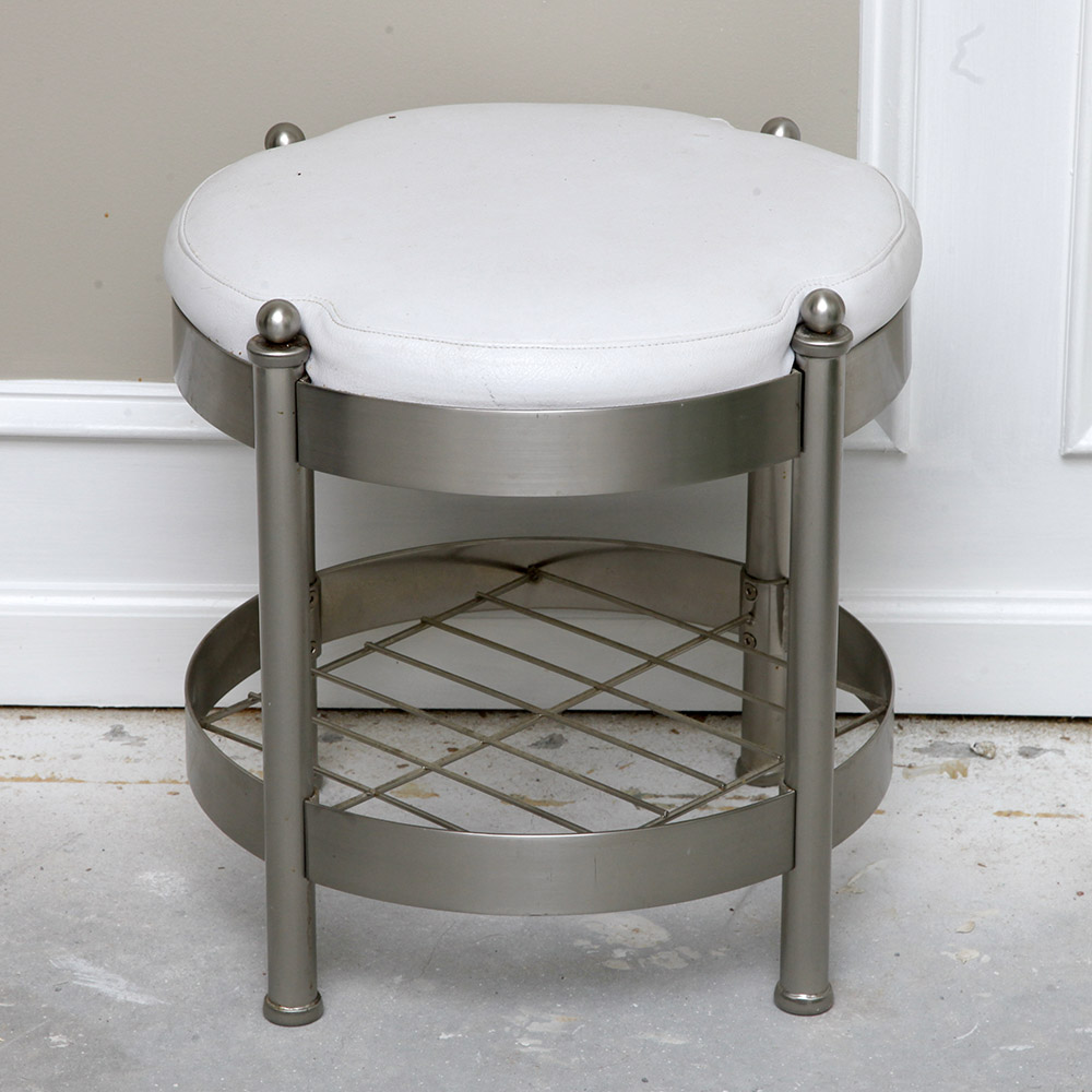 Chrome and Leather Vanity Stool